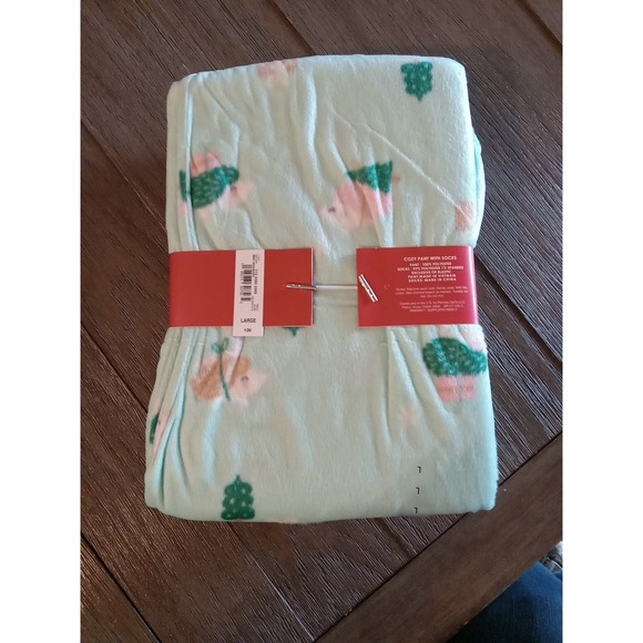 Sleep Chic Cozy Pants with Socks Women's Size Large Mint Hedgehog NWT - Picture 5 of 8